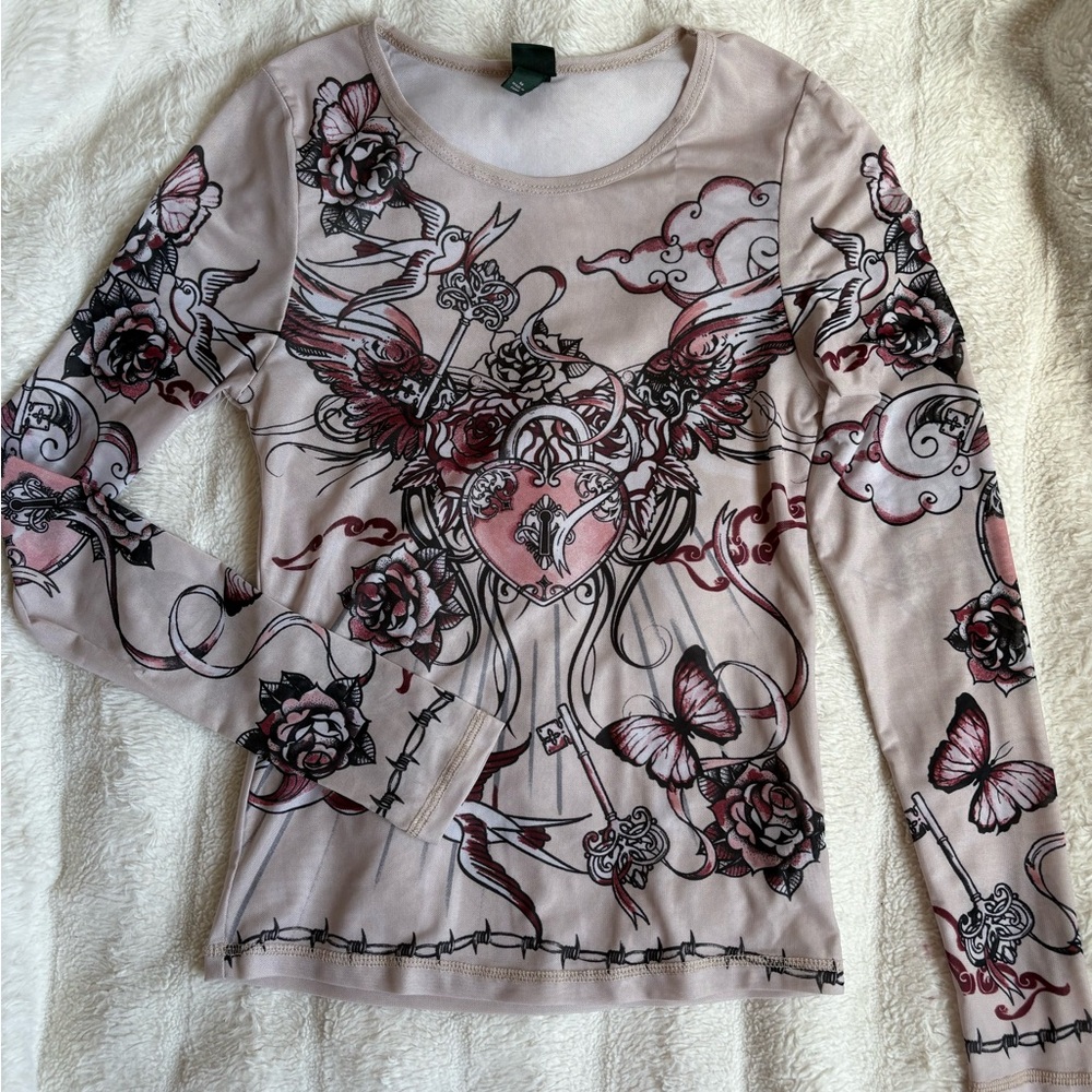 Wild Fable Sheer Graphic Top